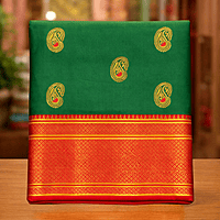 Green Red Temple Silk Saree
