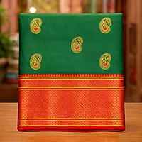 Green Red Temple Silk Saree