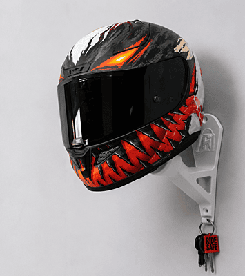 Premium 3D Printed Wall Mount Helmet Holder with Key Hook