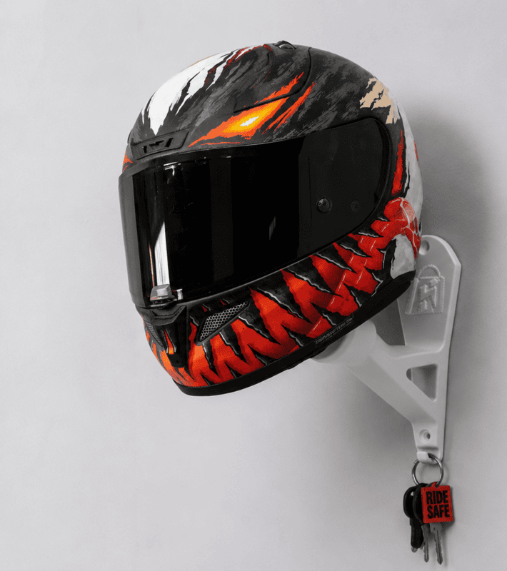 Premium 3D Printed Wall Mount Helmet Holder with Key Hook