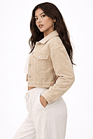 Beige Corduroy Cropped Jacket