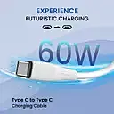 Portronics POR 2717 Silklink USB-C to USB-C Cable – 60W, 1M, Soft Silicon, White