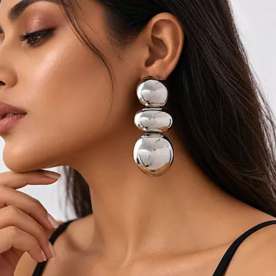Silver Orbit Triple Bubble Earrings