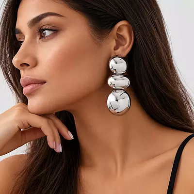 Silver Orbit Triple Bubble Earrings