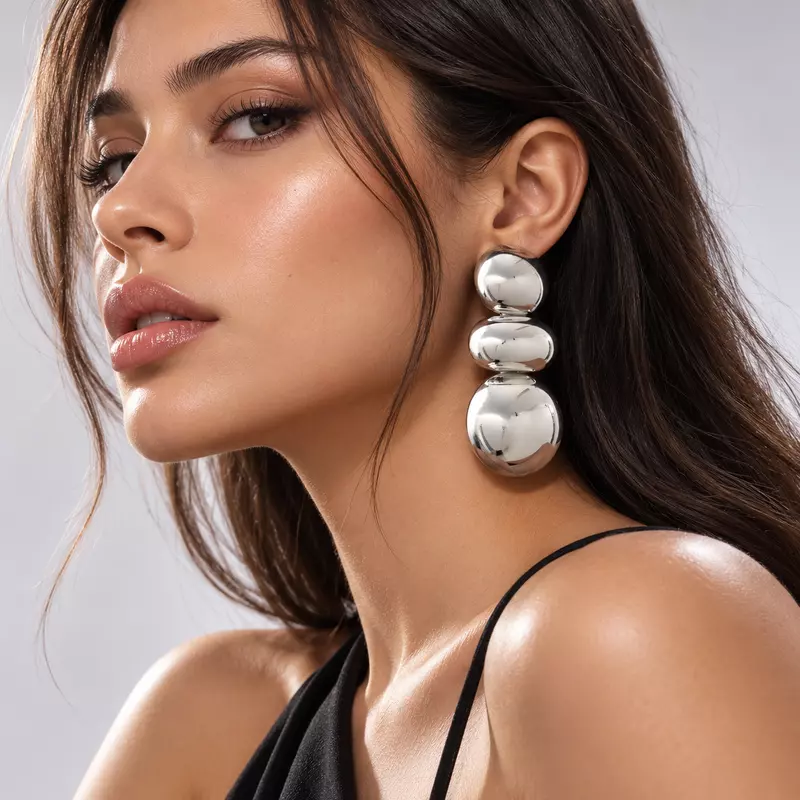 Silver Orbit Triple Bubble Earrings