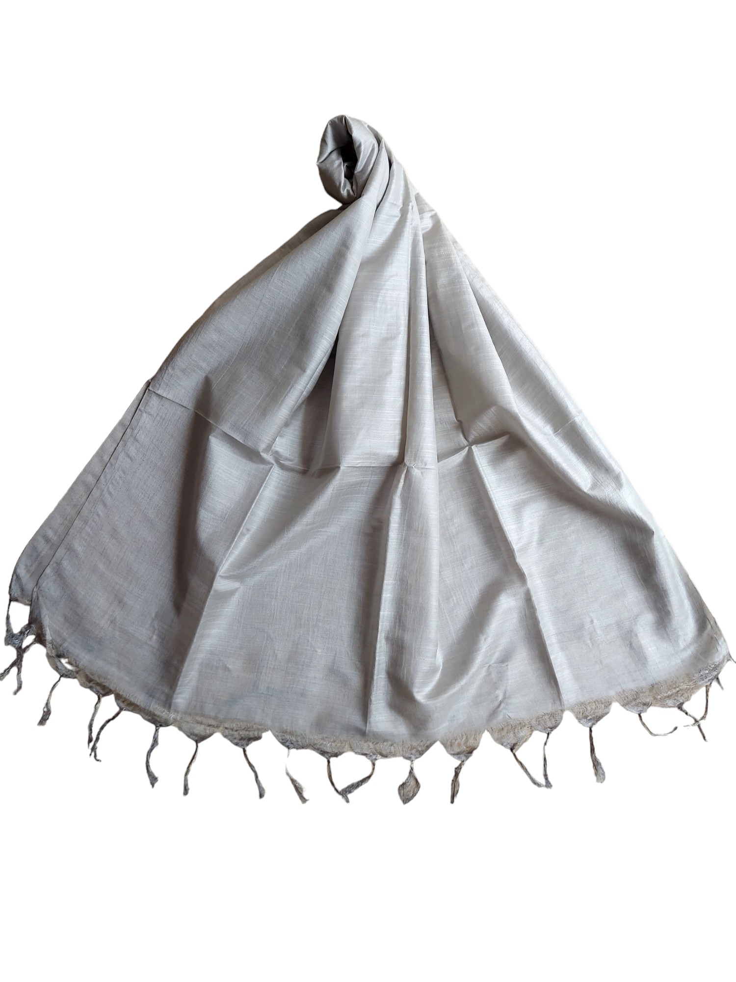Silver Cotton Silk Solid Dupatta