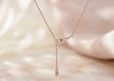 925 Silver Rose Gold Teardrop Y-Necklace