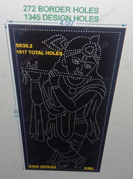 SK35.2 SHRI KRISHNA 4X8 FEET 1345 DESIGN HOLES, 272 BORDER HOLES, 1617 TOTAL HOLES