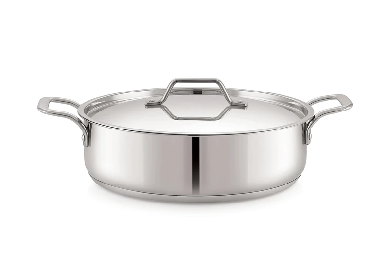 Sonu Stainless Steel Quantum Series Skillet | Fry pan with Lid Mirror Finish
