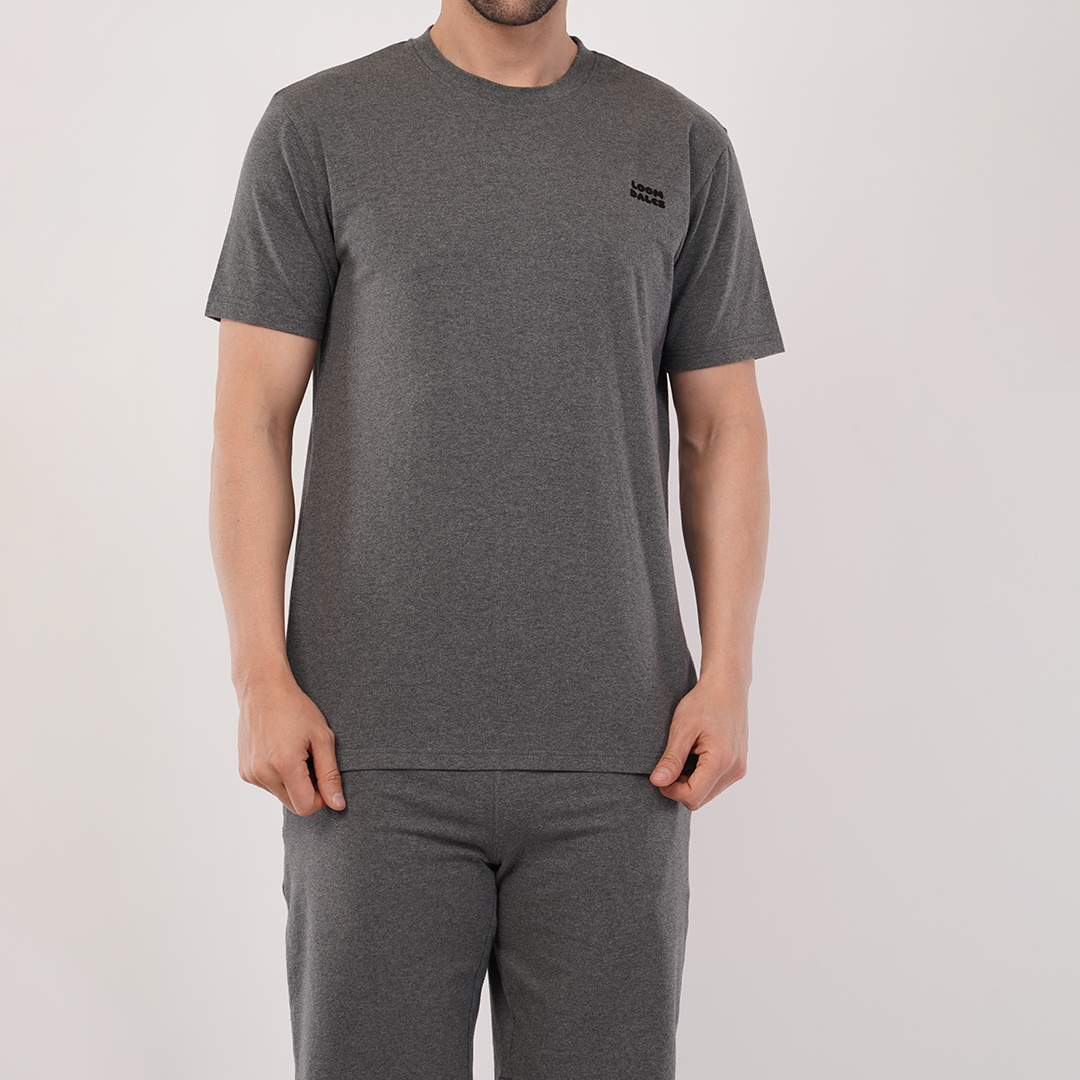 Men's Sports & T-Shirt Set - Lycra, 180 GSM, Dark Grey (S, M, L) | Lightweight & Breathable Activewear