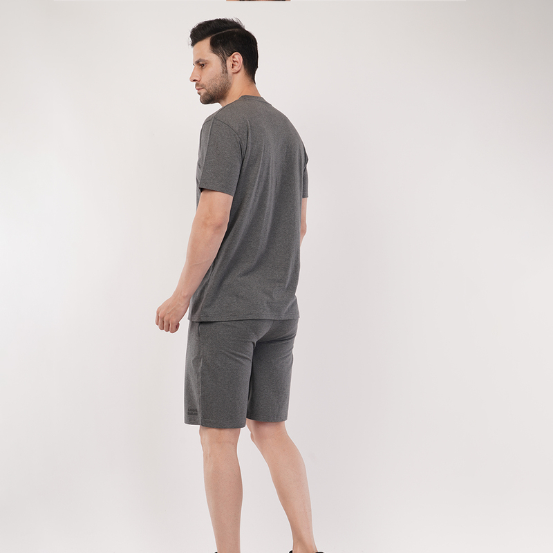 Men's Sports & T-Shirt Set - Lycra, 180 GSM, Dark Grey (S, M, L) | Lightweight & Breathable Activewear