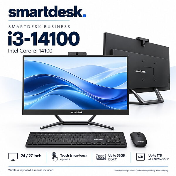 SmartDesk Business Core i3-14100 All-in-One PC – 14th Gen