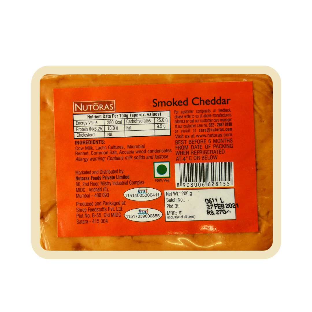Nutoras Cheese Smoked Cheddar 200g Nutoras Cheese Smoked Cheddar 200g
