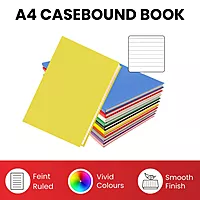 A4 160 Pages 8mm Ruled Red Casebound Notebook