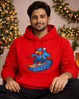 Unisex Red Snowboard Graphic Printed All-Weather Hoodie