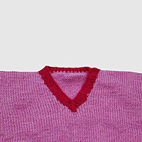 (2-3 Years) Kids Handknitted Sweater, Pink and Red Striped Pattern