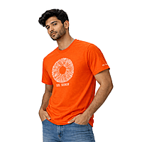 Men’s Orange Sol Seeker Graphic T-Shirt – Premium Cotton Round Neck Printed Casual Tee