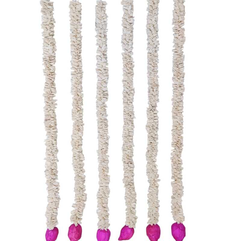 Lotus Hanging Garland (6 Pcs Set). Artificial Flowers for Temple & Diwali Decor. Bulk supply.