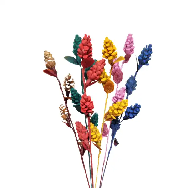 Red sola lattu pine dry flowers on stick for long vase arrangements, eco décor, and floral crafts