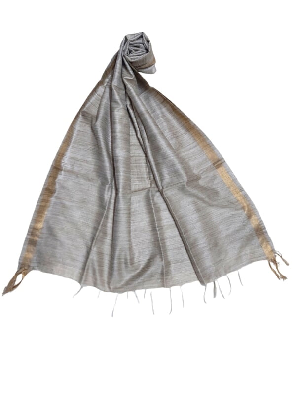 Light Beige Cotton Silk Solid Dupatta