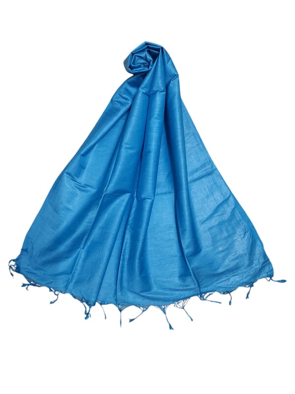 Turquoise Cotton Silk Solid Dupatta