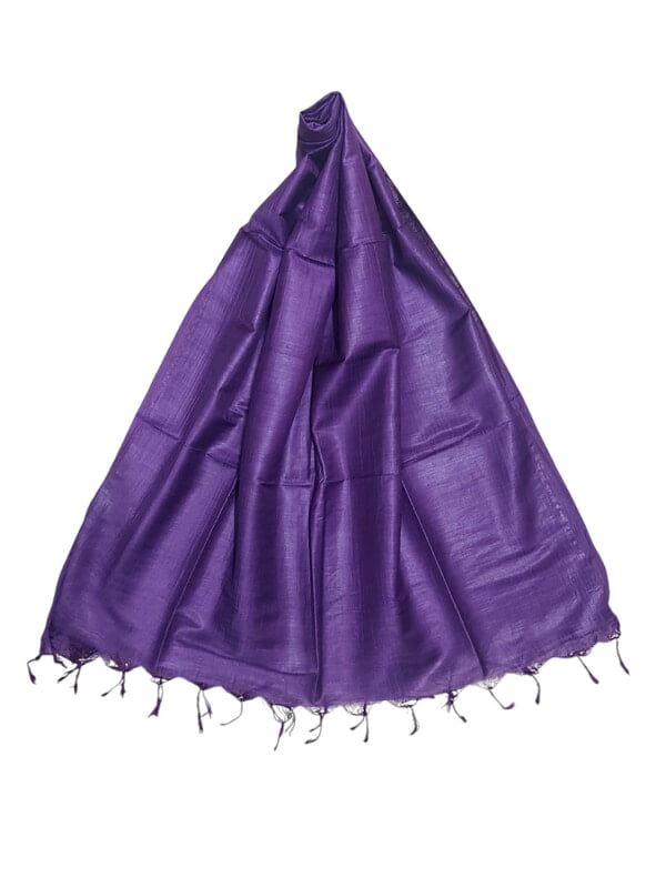 Dark Purple Cotton Silk Solid Dupatta