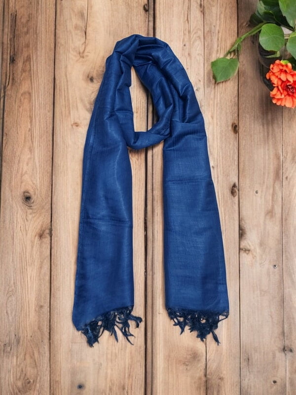 Indigo Cotton Silk Solid Dupatta