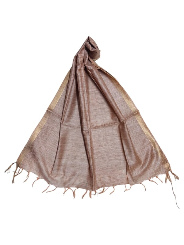 Khaki Cotton Silk Solid Dupatta