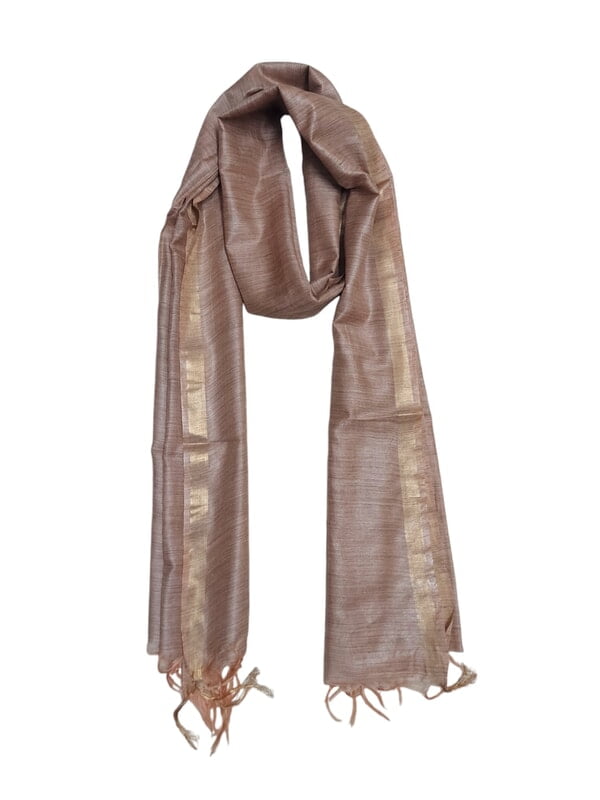 Khaki Cotton Silk Solid Dupatta