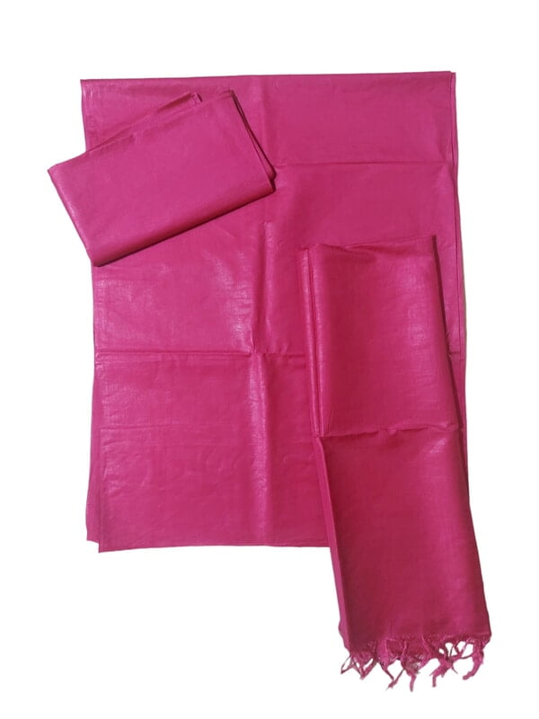 Pink Solid katan silk Unstitched Salwar Suit Fabric with Dupatta