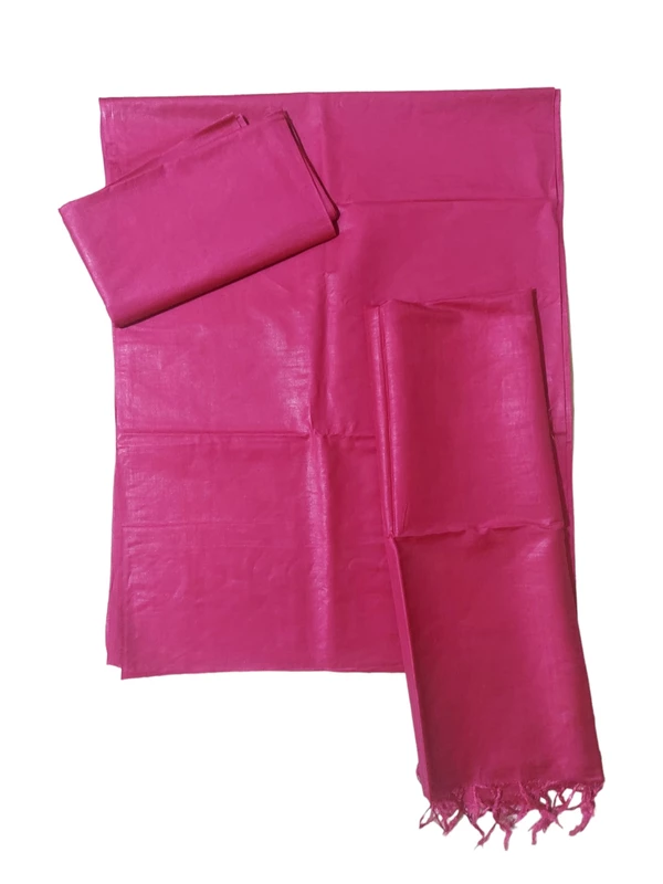 Pink Solid katan silk Unstitched Salwar Suit Fabric with Dupatta