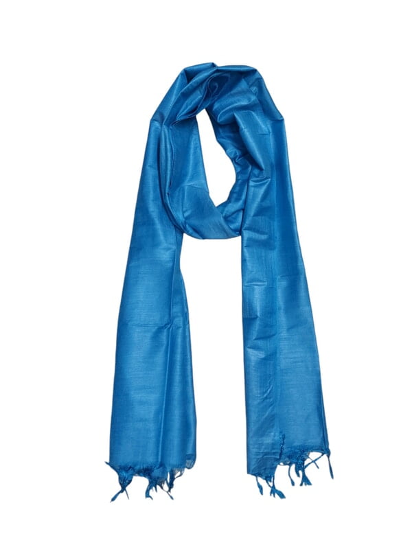 Turquoise Cotton Silk Solid Dupatta
