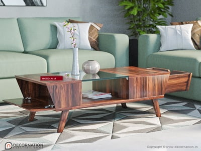 Sheesham Wood Center Coffee Table with Drawer for Home Tea Table Furniture for Home (Teak Finish) Sheesham Wood Center Coffee Table with Drawer for Home Tea Table Furniture for Home (Teak Finish)