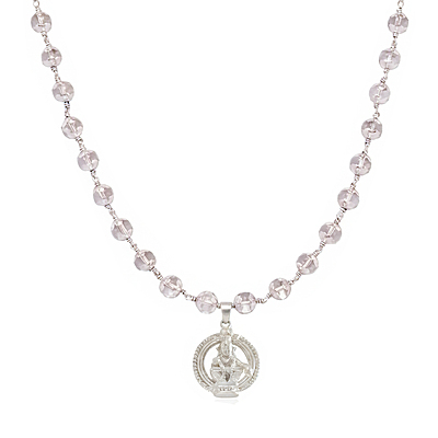 Sphatika Mala with Ayyappan (Iyyappan) Pendant – Pure Quartz Crystal Mala