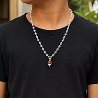 925 Silver Spatika Mala with Rudraksha Pendant – Traditional Crystal Bead Necklace