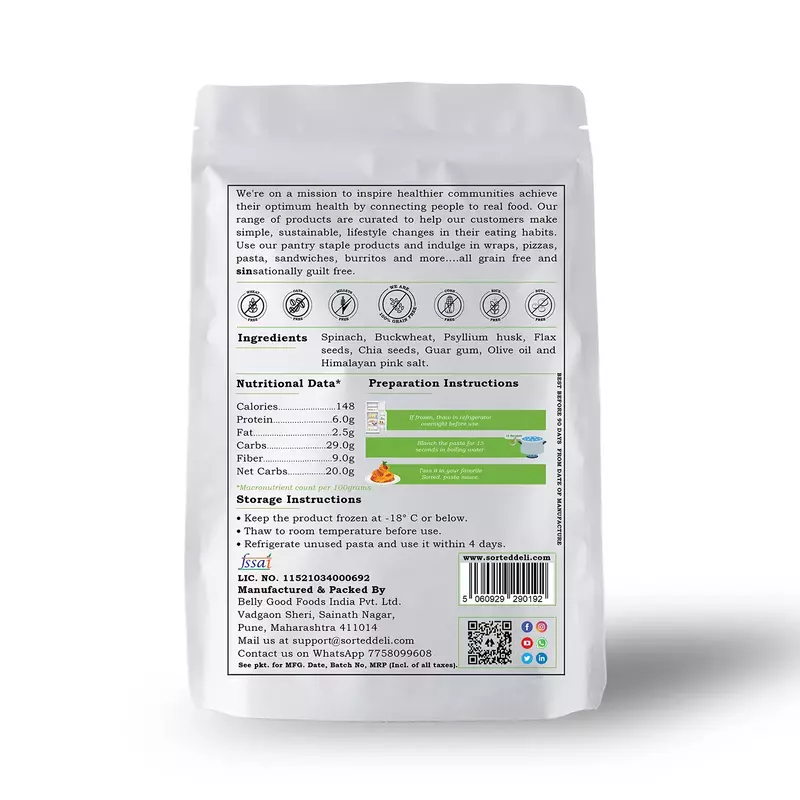 Fresh Spinach Pasta Pre-Cooked Fettuccine - Sorted