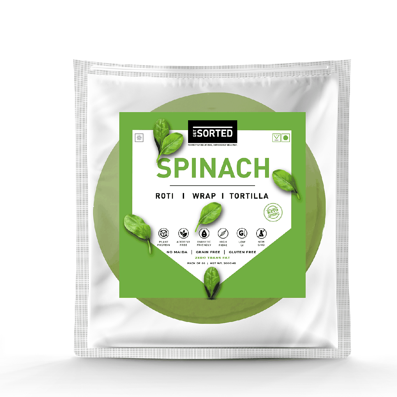Spinach Roti (Pack Of 5) | 2.5 Gms Net Carbs