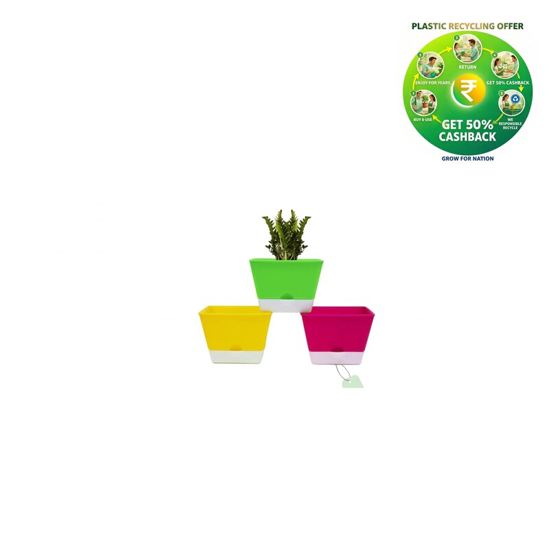 Square Plastic Plant Pot | Indoor & Decorative Planter |5.25 inch