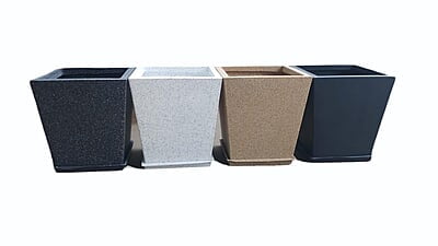Square Slant With Plate Flower Pot - Medium