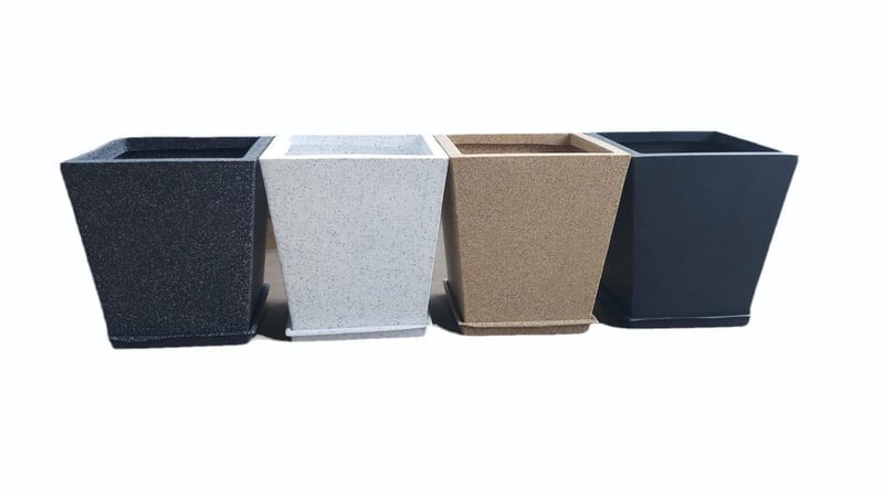 Square Slant With Plate Flower Pot - Large Square Slant With Plate Flower Pot - Large