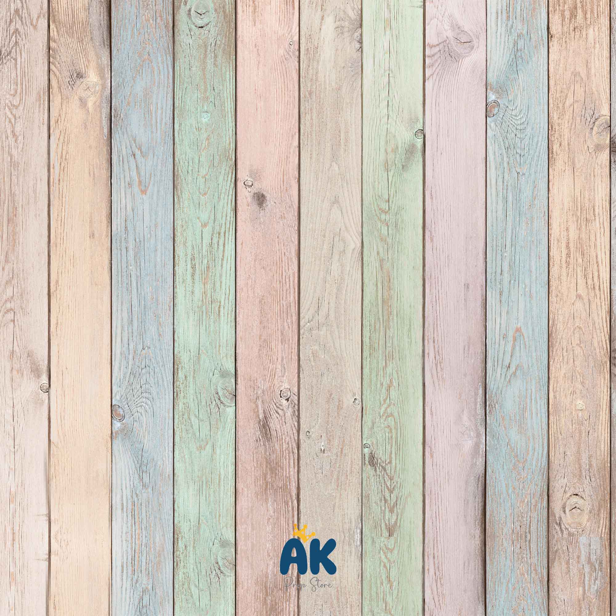 Fabric Baby Backdrop - Colorful Wood Planks - 5x7 Feet