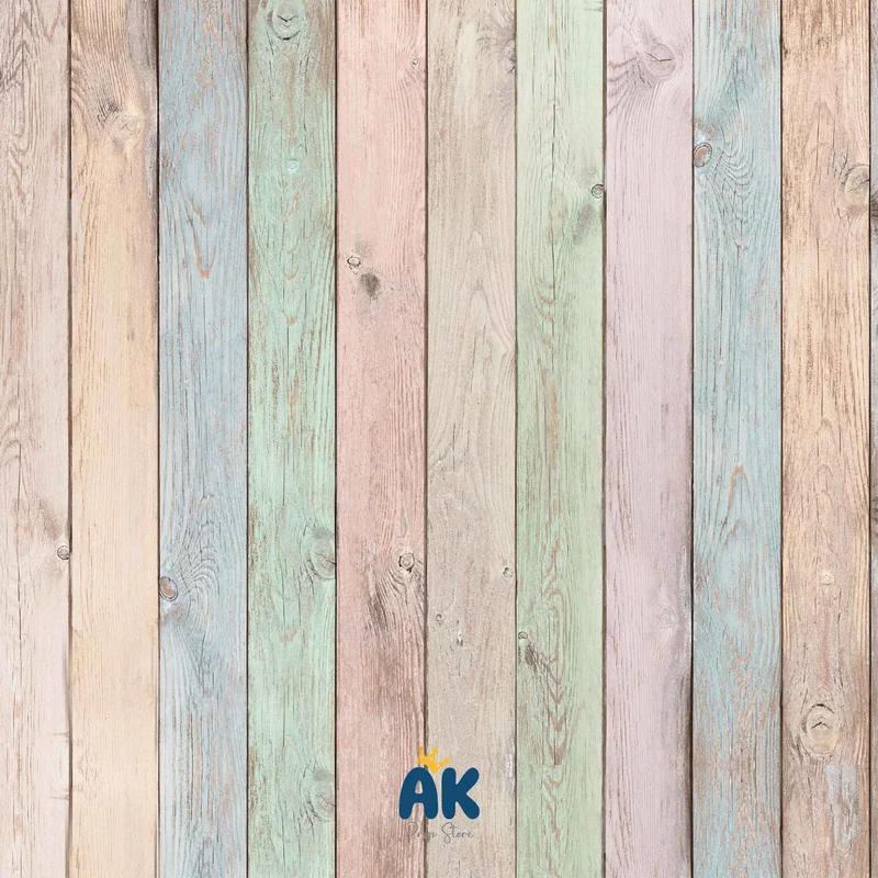 Fabric Baby Backdrop - Colorful Wood Planks - 5x7 Feet