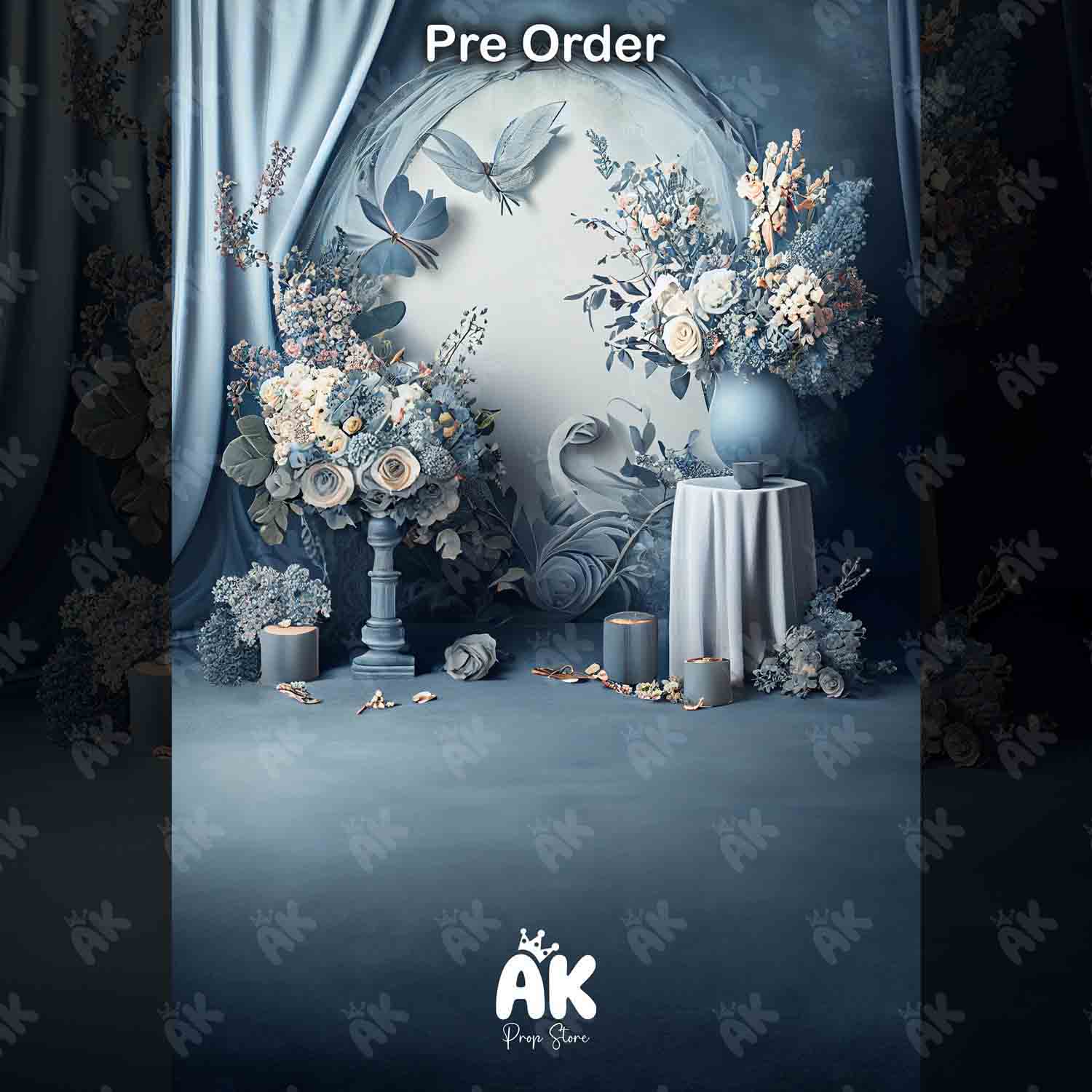 Blue Floral Curtain (PRE-ORDER)