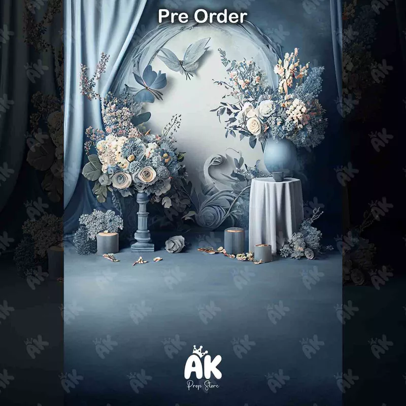 Blue Floral Curtain (PRE-ORDER)