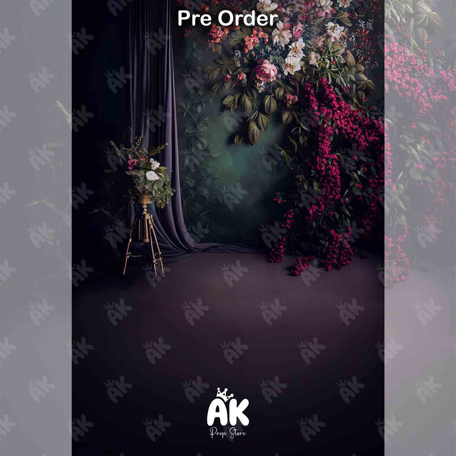 Green Floral Curtain (PRE-ORDER)