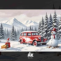Snowy Vinatge Car