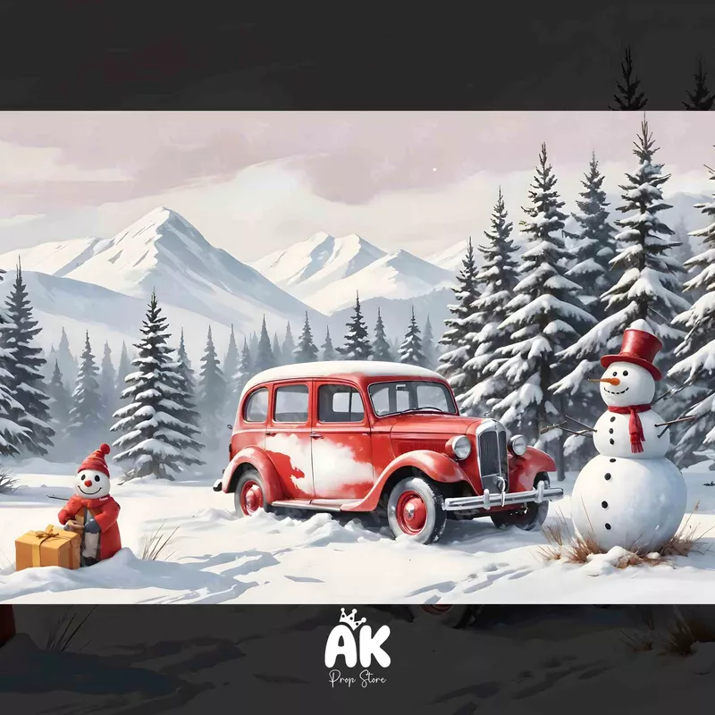 Snowy Vinatge Car