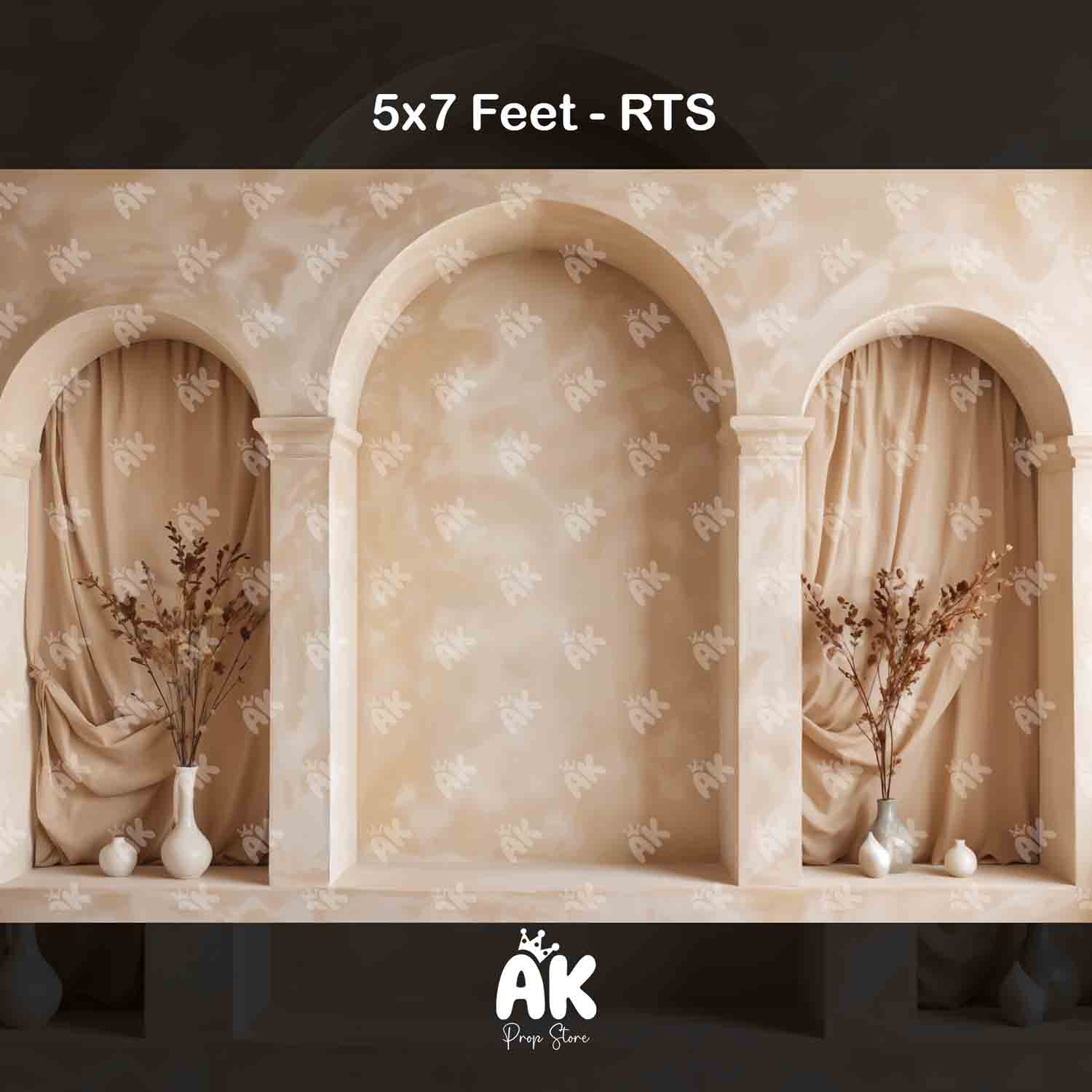 Beige Arch Wall - 5x7 Feet