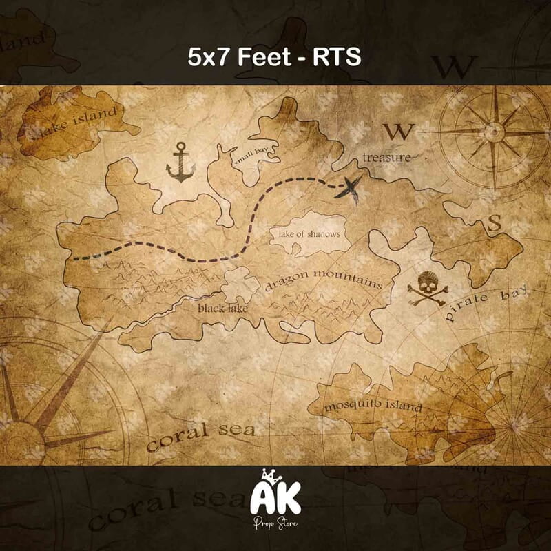 Pirate Treasure Map Type 1  - 5x7 Feet