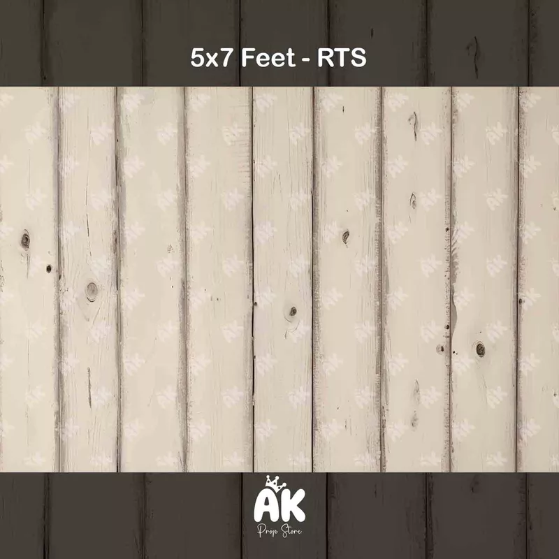 Cream Wood Planks - 5x7 Feet